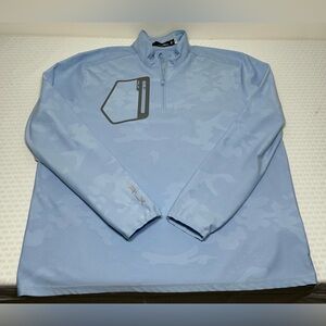 NWOT RLX Ralph Lauren Golf 1/4 Zip Pullover Camo Jacquard Blue Performance Sz XL